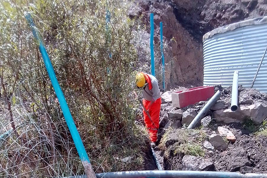 Ditch digging for water pipes