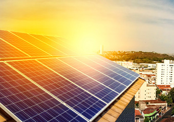 Solar panels in city